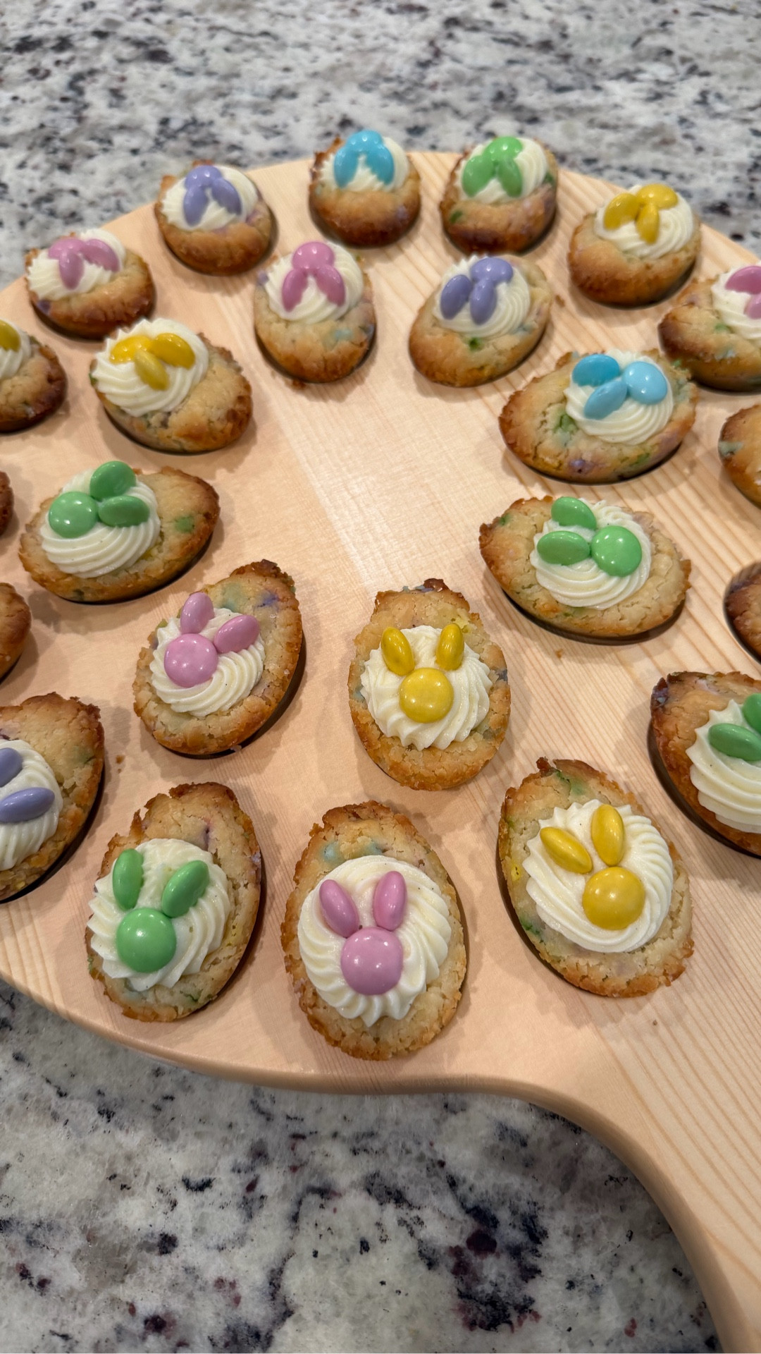 Them: Can you make deviled eggs for Easter?
Me: say less… but make it ✨cookies✨ 🐰🥚

These might look like deviled eggs, but surprise… they’re actually soft, buttery cookies topped with frosting and little bunny “yolks” made from M&M’s 🩷💛

This is one of those low effort, high impact ideas that makes your kids think you’re basically the Easter Bunny’s assistant. And honestly? We love that for us.

Perfect for:
– Easter brunch
– Class parties
– Hosting without the stress
– Moms who want to be “extra” without actually doing the most 😉

RECIPE (makes 24 cookies)
1 8oz cream cheese
2 sticks of butter 
1 Cup + 6 tablespoons sugar
2 Cups + 6 tablespoons all purpose flour
Sprinkles (optional) 

Preheat oven to 375 degrees. Using a stand mixer (or hand mixer) cream butter and cream cheese.  Add sugar and combine.  Add flour in 3 parts.  Fill molds with dough and bake for 20-22 minutes (until edges are golden brown). Butter will create a caramelized crust with a chewy center.). Create indent with a teaspoon measure spoon or something round and let cool completely.

Add favorite frosting (I used my cream cheese frosting- 4 oz cream cheese, 1 stick butter, 2 C powdered sugar, 1 teaspoon of vanilla…mix together until smooth) and topped with Easter m&ms.  Enjoy! 

✨SAVE this for later because I promise—these disappear FAST.
✨SHARE with that mom who does all the things for every holiday
✨Comment “EASTER” and I’ll send you everything I used

#easterideas #eastertreats #momlifehacks #easterbrunchideas #kidfriendlyrecipes eastercookies momcontentcreator easyentertaining holidayfun targetfinds walmartfinds ltkcreator ltkhome ltkseasonal

#LTKmomlife #LTKfoodie #LTKSeasonal