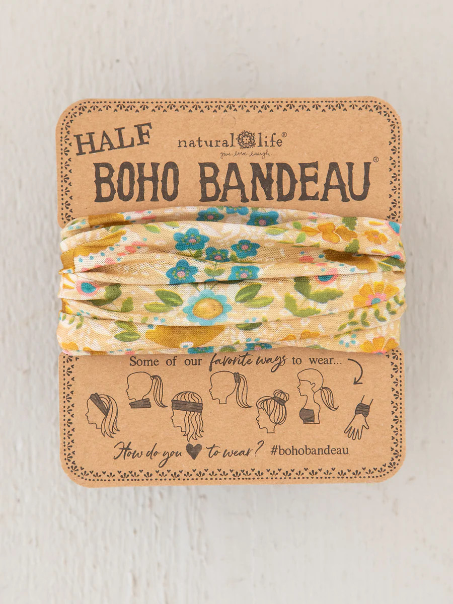 Half Boho Bandeau® Headband - Mandala Light Grey | Natural Life