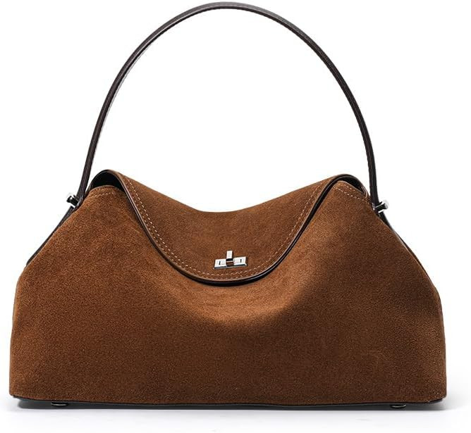 Genuine first-layer cowhide women's single-shoulder handbag, frosted suede cloud lazy armpit dump... | Amazon (US)