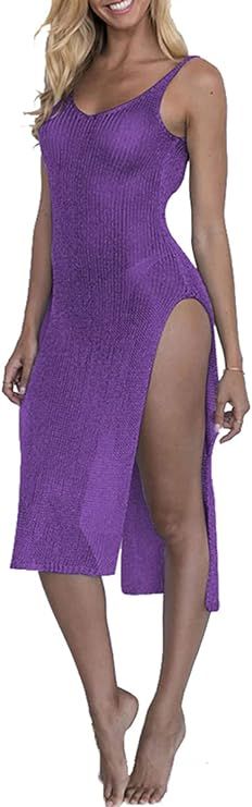 PerZeal Women's Sexy Sleeveless Swimsuit Cover Ups Sheer Crochet Plus Size Beach Bikini See Throu... | Amazon (US)