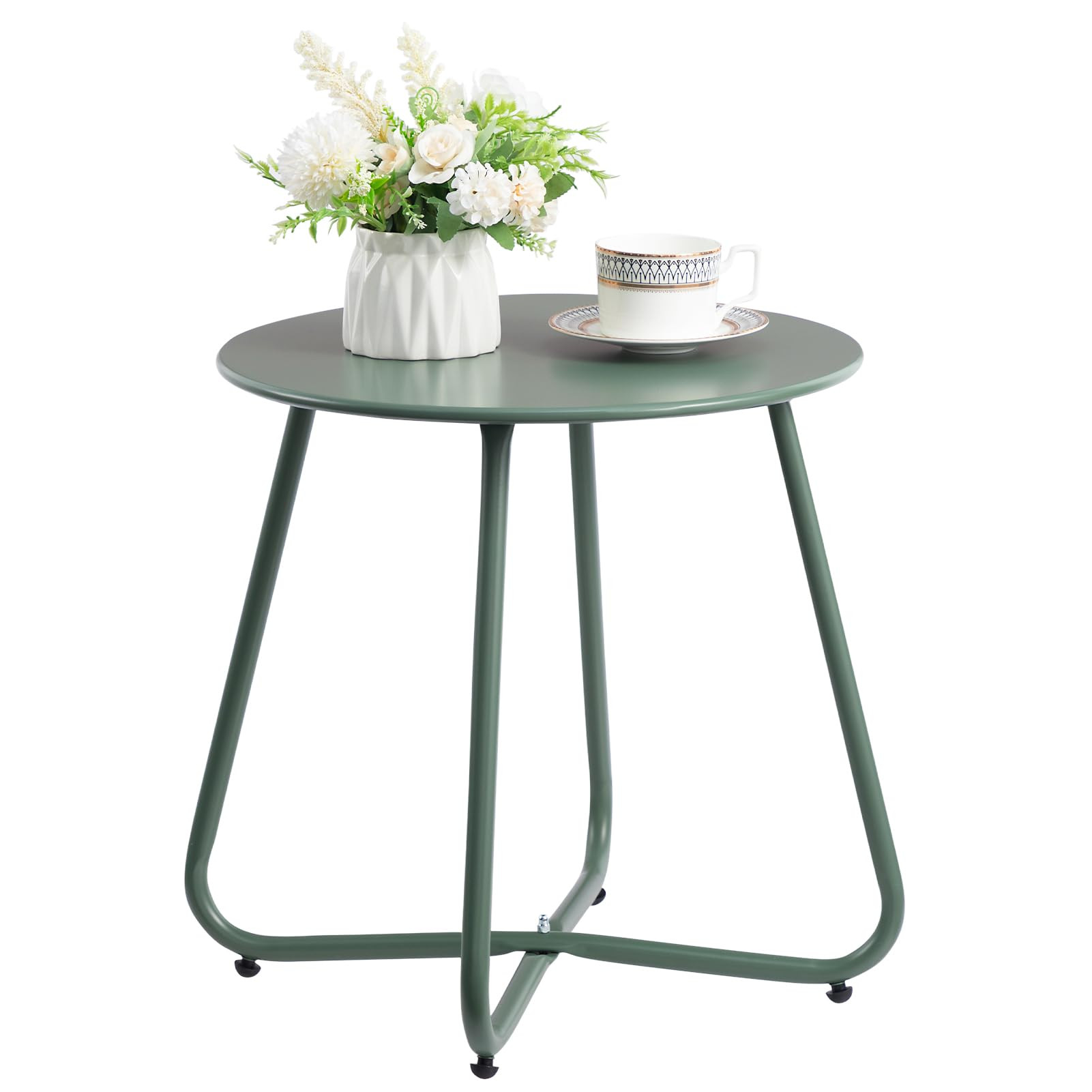 HollyHOME Round Metal Side Table, Rust-Resistant Patio Small Plant Stand, Outdoor 17.32'' Portabl... | Amazon (US)