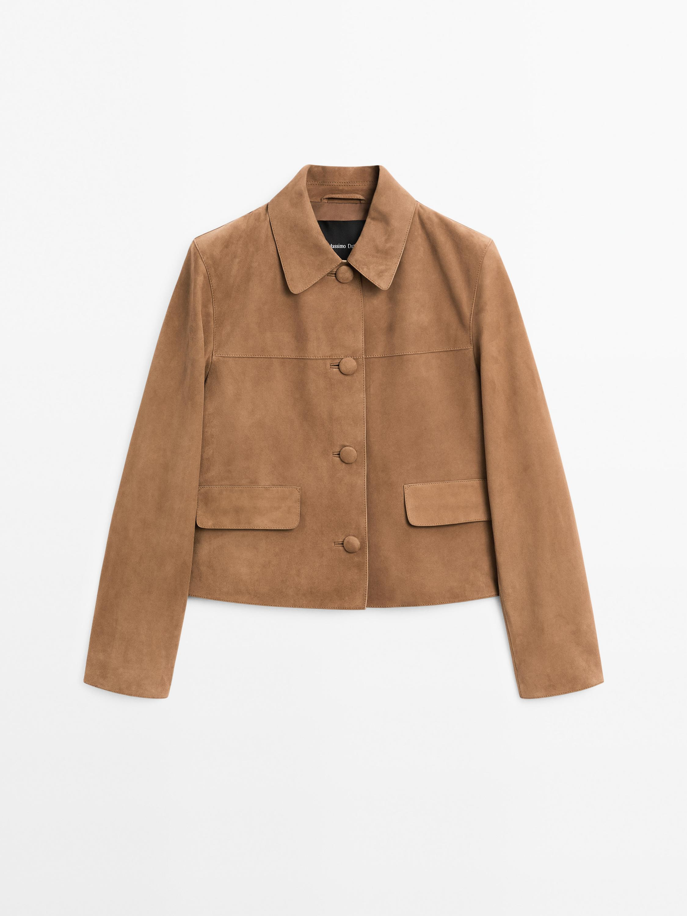 Suede leather jacket with lined buttons · Mocha · Bags And Backpacks | Massimo Dutti | Massimo Dutti UK