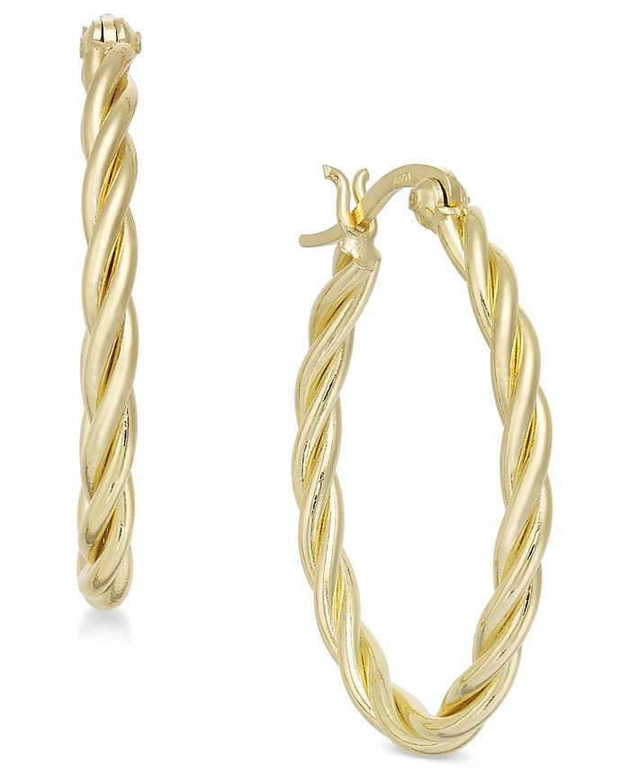 Essentials Small Gold Plated Twisted Small Hoop Earrings  s & Reviews - Earrings - Jewelry & Watc... | Macys (US)