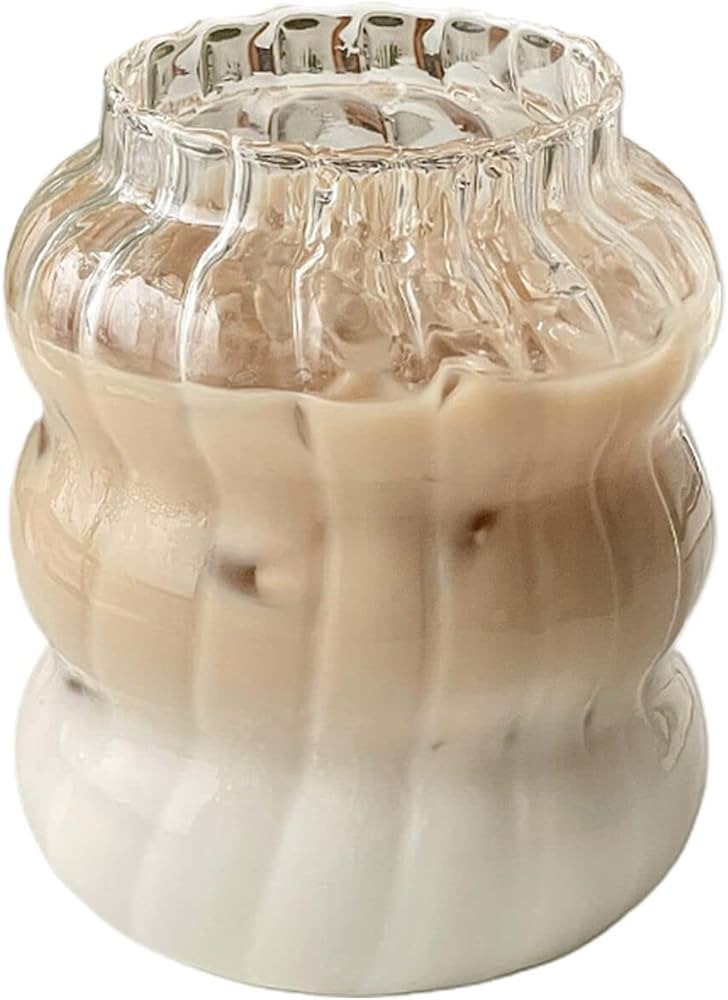 Mokylor 2 Pcs Ripple Drinking Glasses Set, Ribbed Glass Cup Glassware Creative legant Ripple Vint... | Amazon (US)