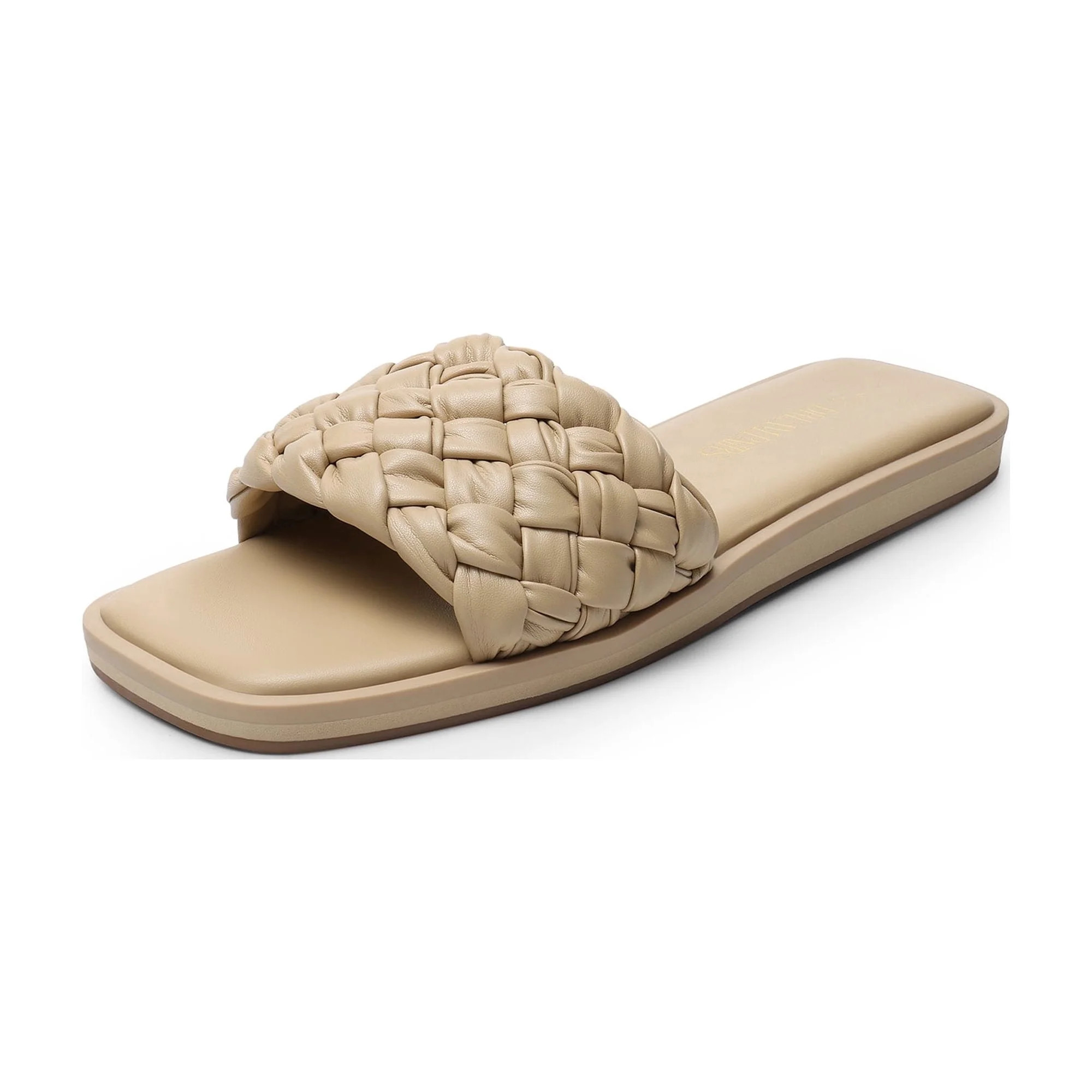 Dream Pairs Women’s Braided Slide Sandals Square Open Toe Slip On Cute Flat Summer Slides - Wal... | Walmart (US)
