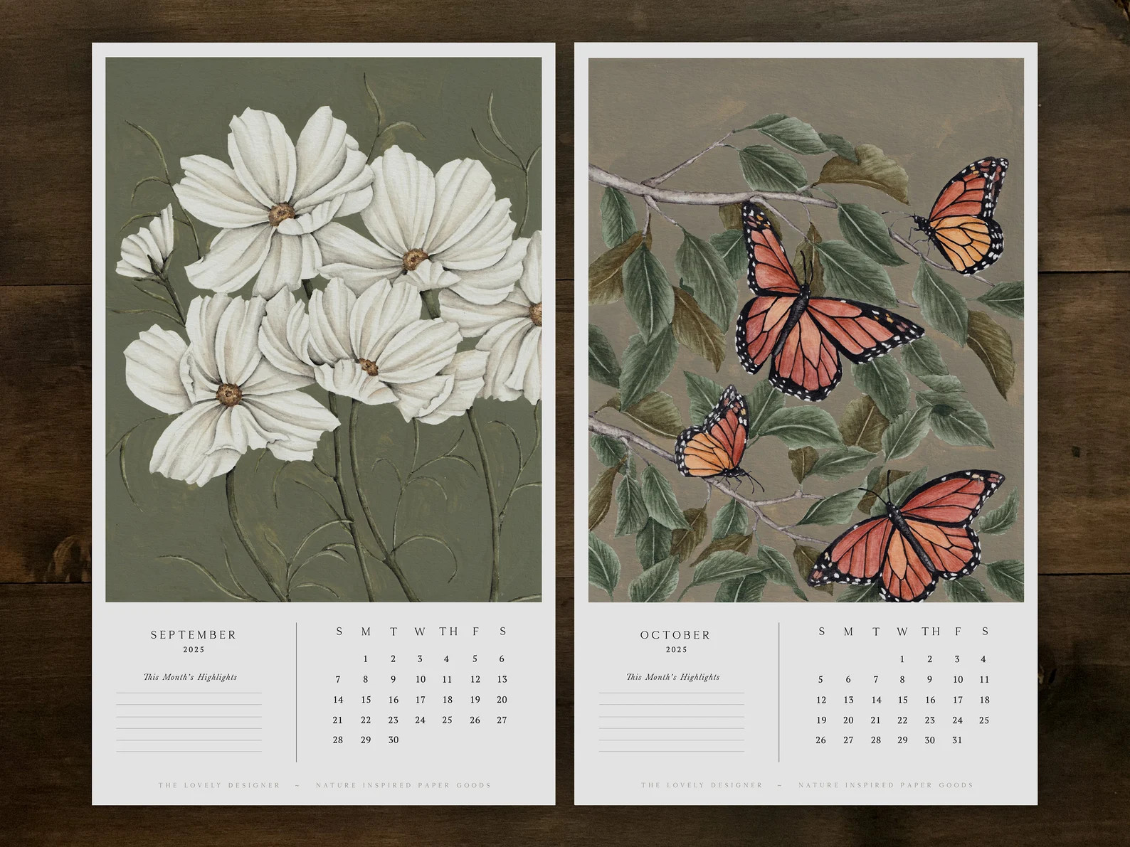 2025 Closeout Botanical Wall Calendar: Watercolor Flowers, Birds & Butterflies | Etsy (US)