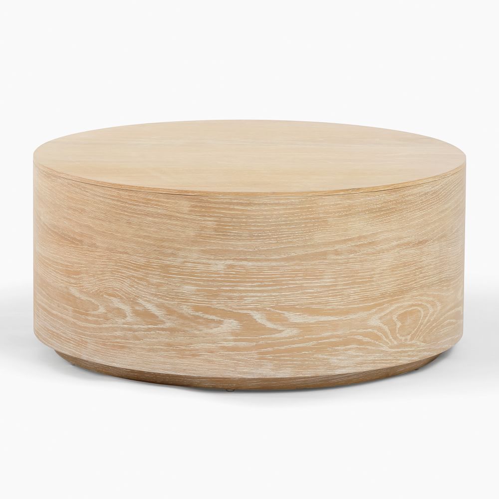 Volume Drum 36&amp;quot; Coffee Table, Washed Oak | West Elm (US)