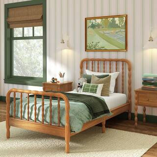 Jenny Lind Pecan Twin Platform Bed with Solid Wood | The Home Depot