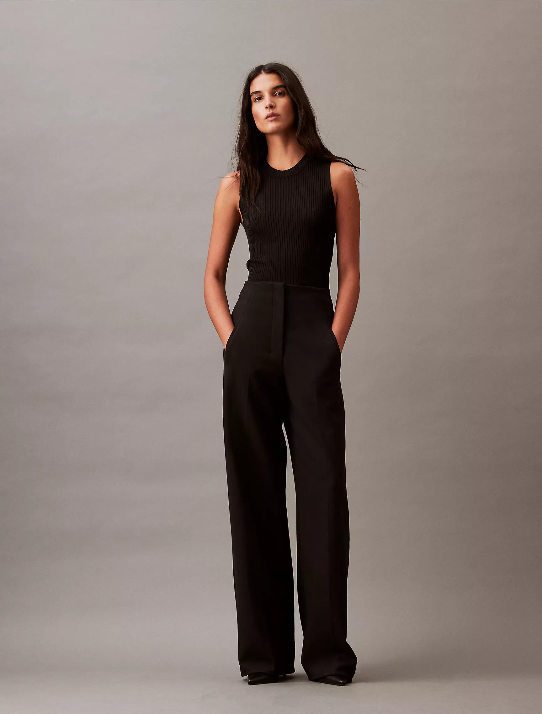 Structured Stretch Wide Leg Trousers | Calvin Klein | Calvin Klein (US)
