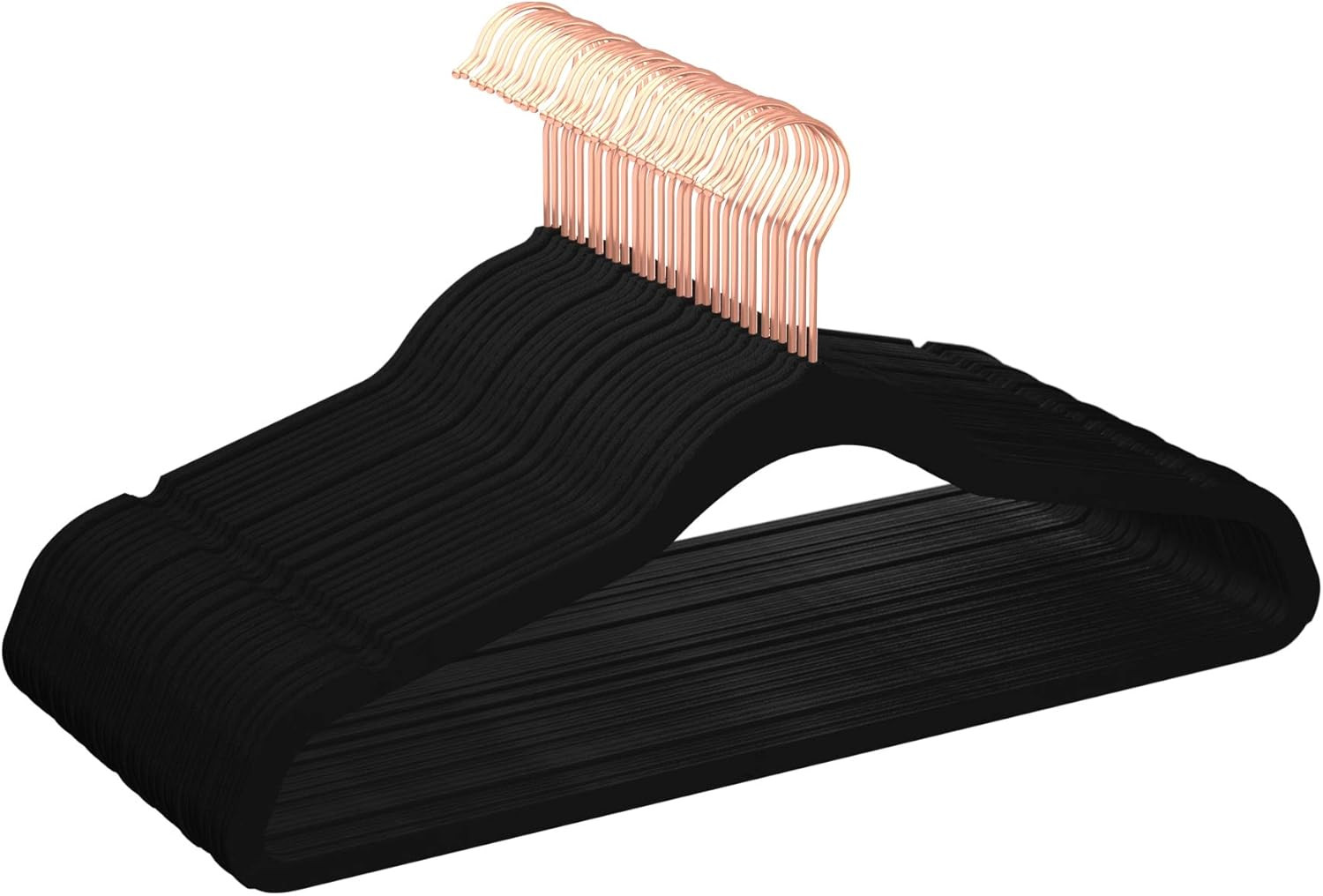 Amazon Basics Velvet Non-Slip Suit Clothes Hangers, Black/Rose Gold - Pack of 30 | Amazon (US)