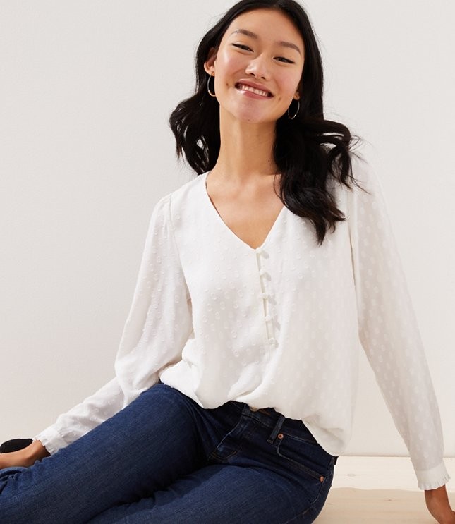 Clip Dot V-Neck Blouse | LOFT | LOFT