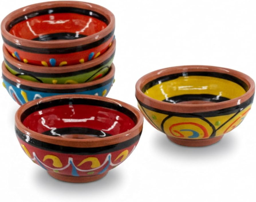 Spanish Terracotta 5-Piece Tiny Super Small Mini-Bowl (Pinch Bowls) Set, Multicolor | Amazon (US)