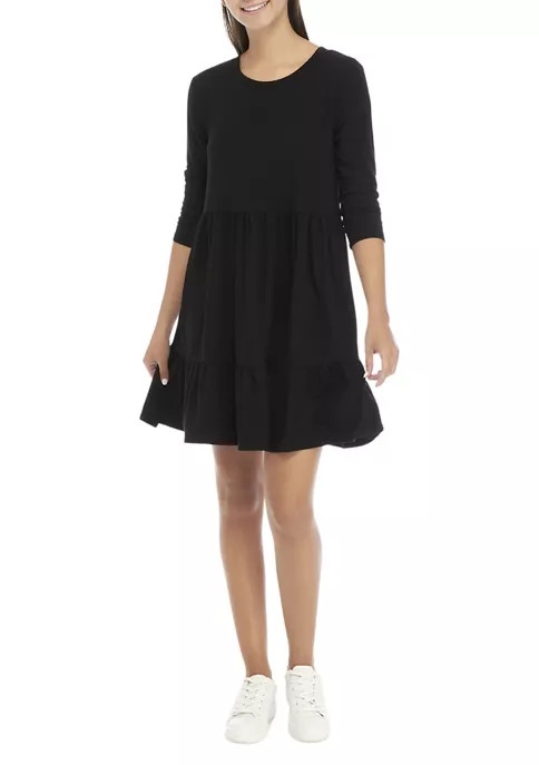 Women's 3/4 Sleeve Baby Terry Tiered Dress | Belk