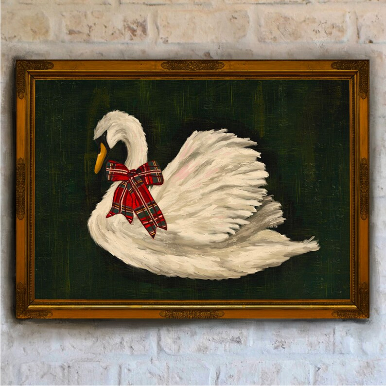 Christmas Swan PRINTABLE Christmas Wall Art Simple - Etsy | Etsy (US)