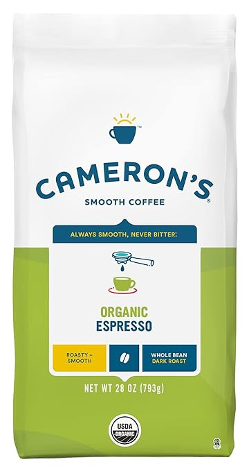 Cameron's Coffee Organic Espresso Whole Bean Coffee, Dark Roast, 100% Arabica, 28-Ounce Bag, (Pac... | Amazon (US)