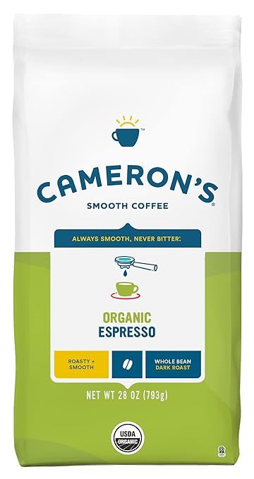 Cameron's Coffee Organic Espresso Whole Bean Coffee, Dark Roast, 100% Arabica, 28-Ounce Bag, (Pac... | Amazon (US)
