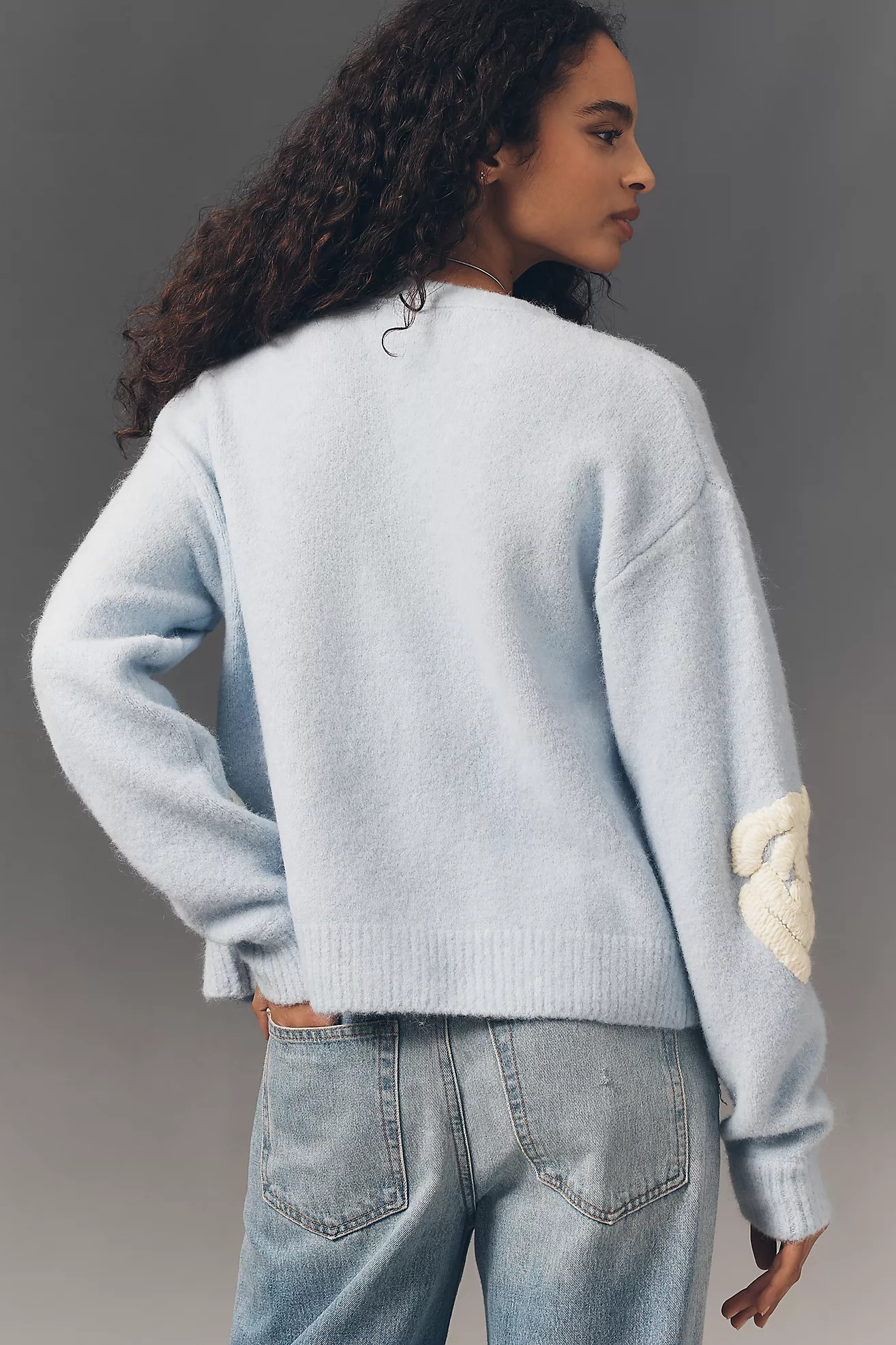Flat White Embroidered Flower Cardigan Sweater | Anthropologie (US)