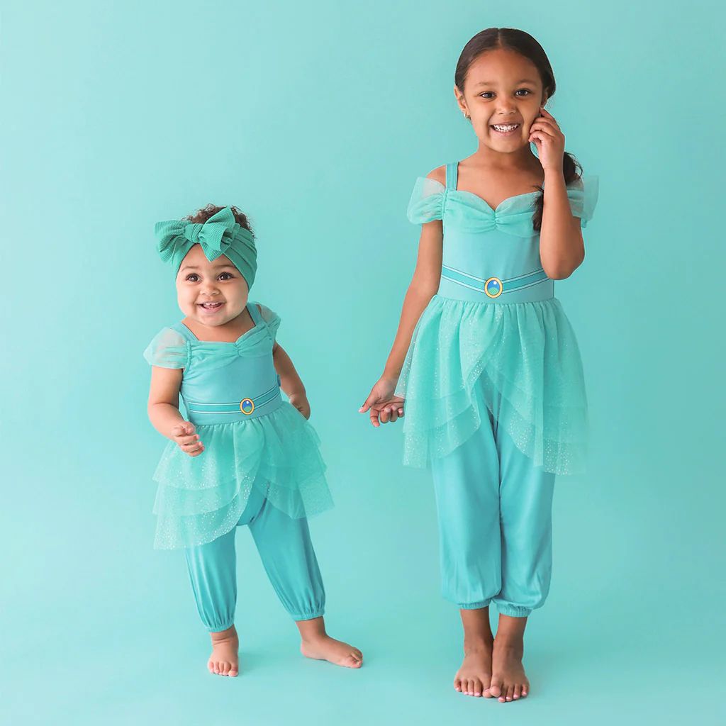 Disney Princess Blue Sleeveless Girl Tulle Jumpsuit | Jasmine | Posh Peanut