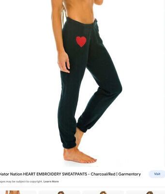 Aviator Nation Women’s sweatpants With Red Embroidered heart- Size XS-rare  | eBay | eBay US