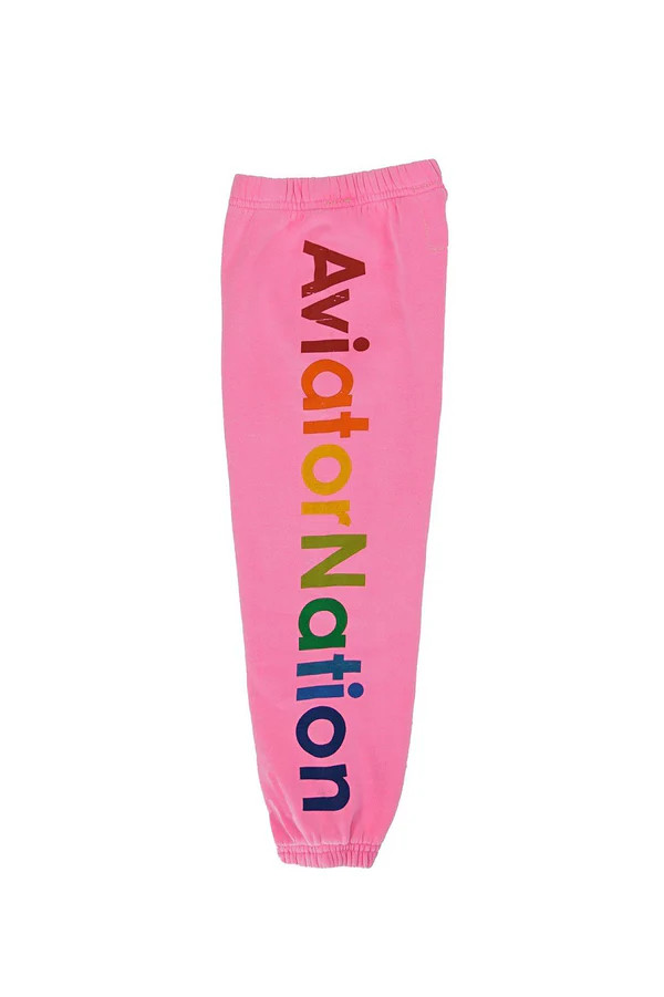 KID'S AVIATOR NATION SWEATPANTS - NEON PINK | Aviator Nation