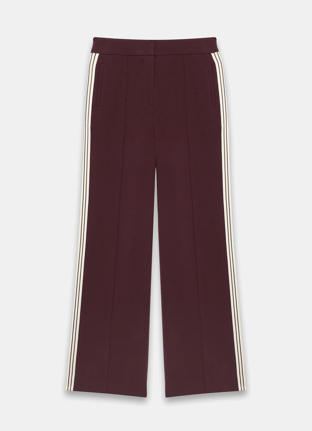 Burgundy Contrast Side Stripe Trousers | Mint Velvet