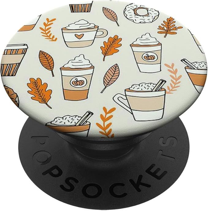 Pumpkin Spice Latte Fall Leaves Holidays Coffee Donuts PopSockets Standard PopGrip | Amazon (US)