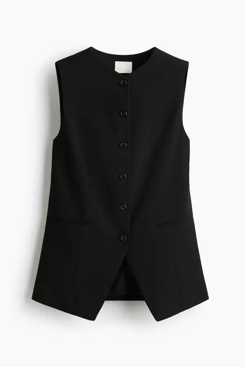 H&M Long Waistcoat in Black at Nordstrom, Size X-Large | Nordstrom