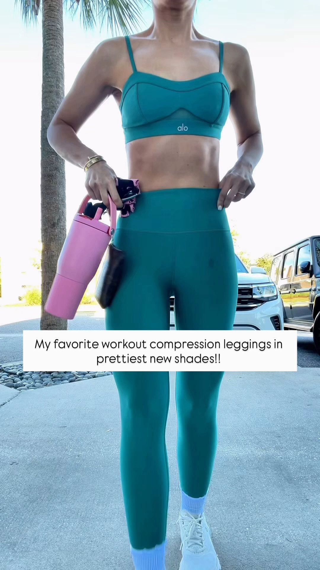 My favorite compression workout leggings in the prettiest new green shade! XXS in leggings and XS in sports bra. Sneakers are TTS. Matching workout set. Blake day outfit. Gym outfit. Yoga outfit. Barre outfit.

#LTKfitnessgoals #LTKActive #LTKPetite