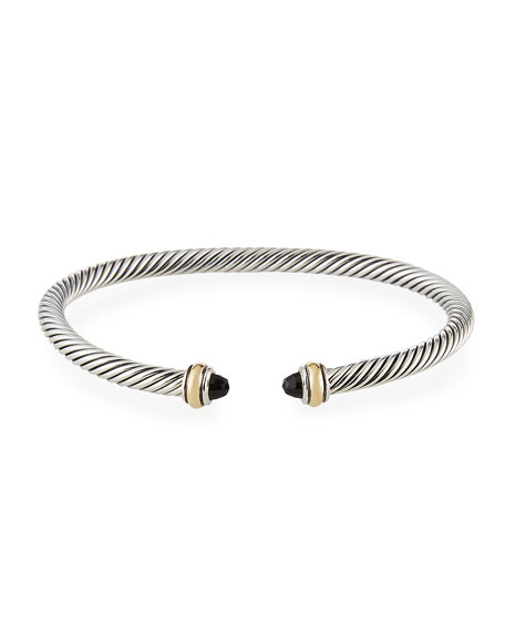 David Yurman 4mm Cable Bracelet with Semiprecious Stone & 18K Gold | Neiman Marcus