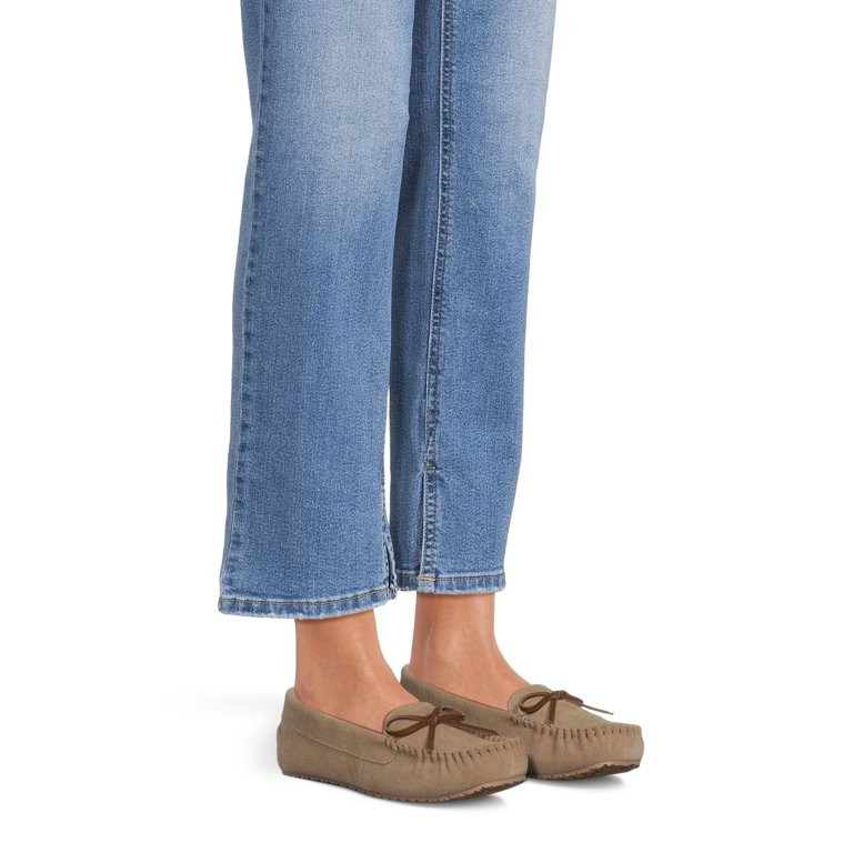 Joyspun Women's Genuine Suede Moccasin, Wide Width Available | Walmart (US)