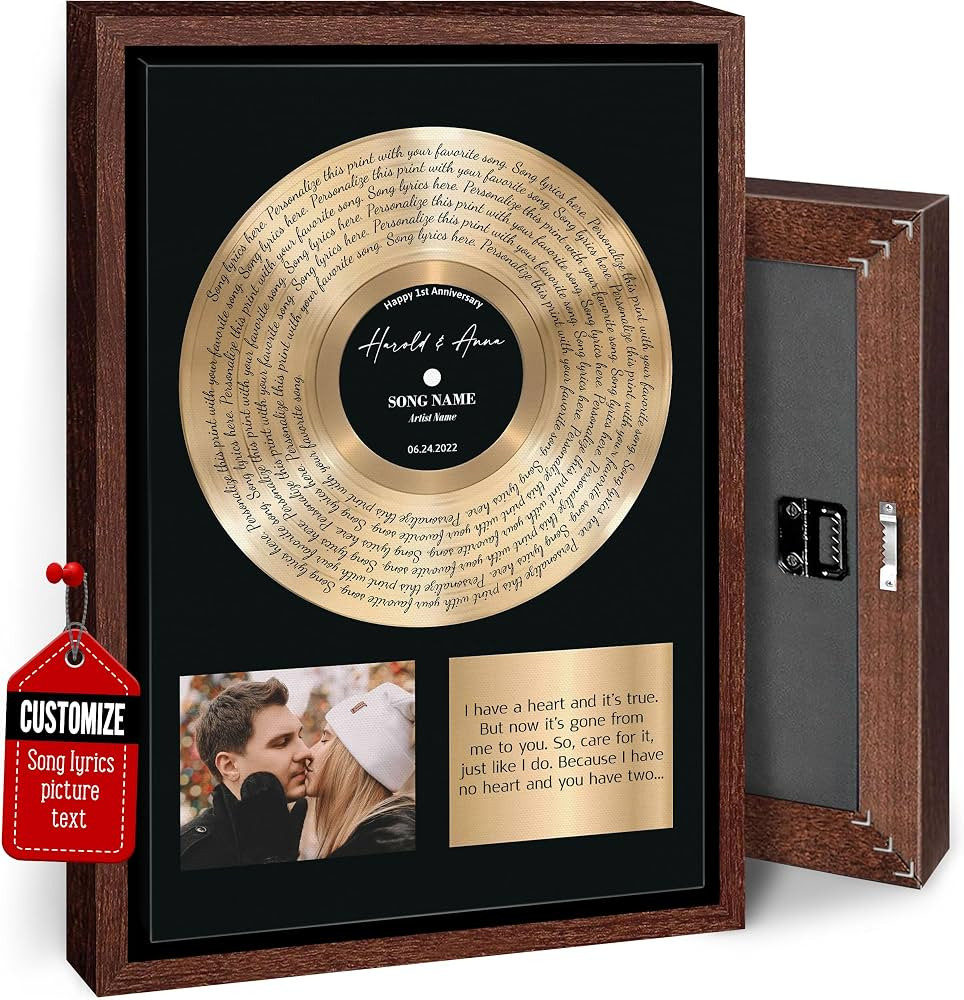 VICILO Custom Song Lyrics Canvas with Frame, Personalized Music Poster with Photo, Wedding Gift F... | Amazon (US)