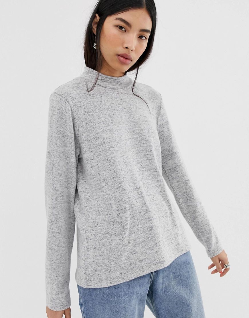 Pieces Amia high neck sweatshirt-Grey | ASOS (Global)