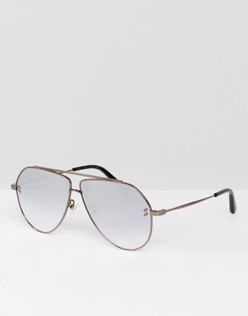 Stella McCartney SC0063S Aviator Sunglasses In Silver 60mm | ASOS (Global)