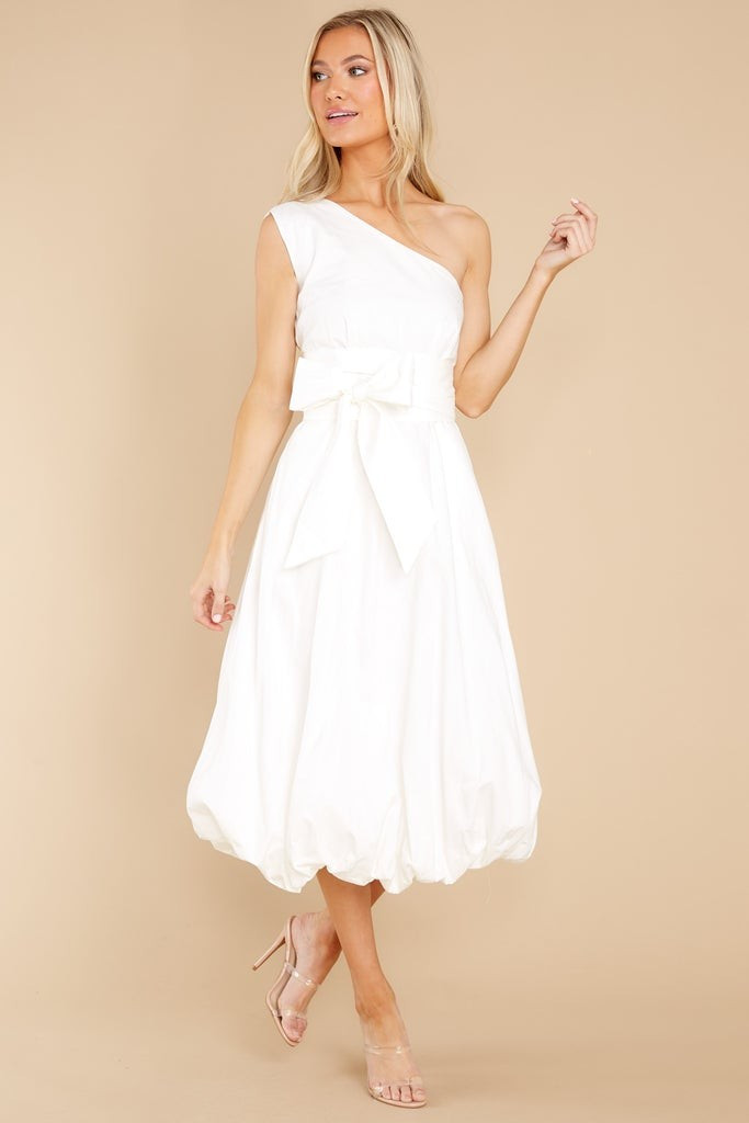 Cheery Times White Midi Dress | Red Dress 