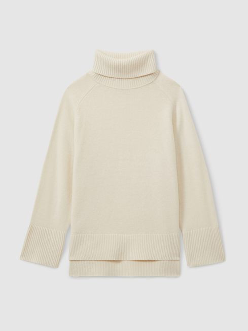 Wool-Cashmere Roll-Neck Jumper in Cream | Reiss UK