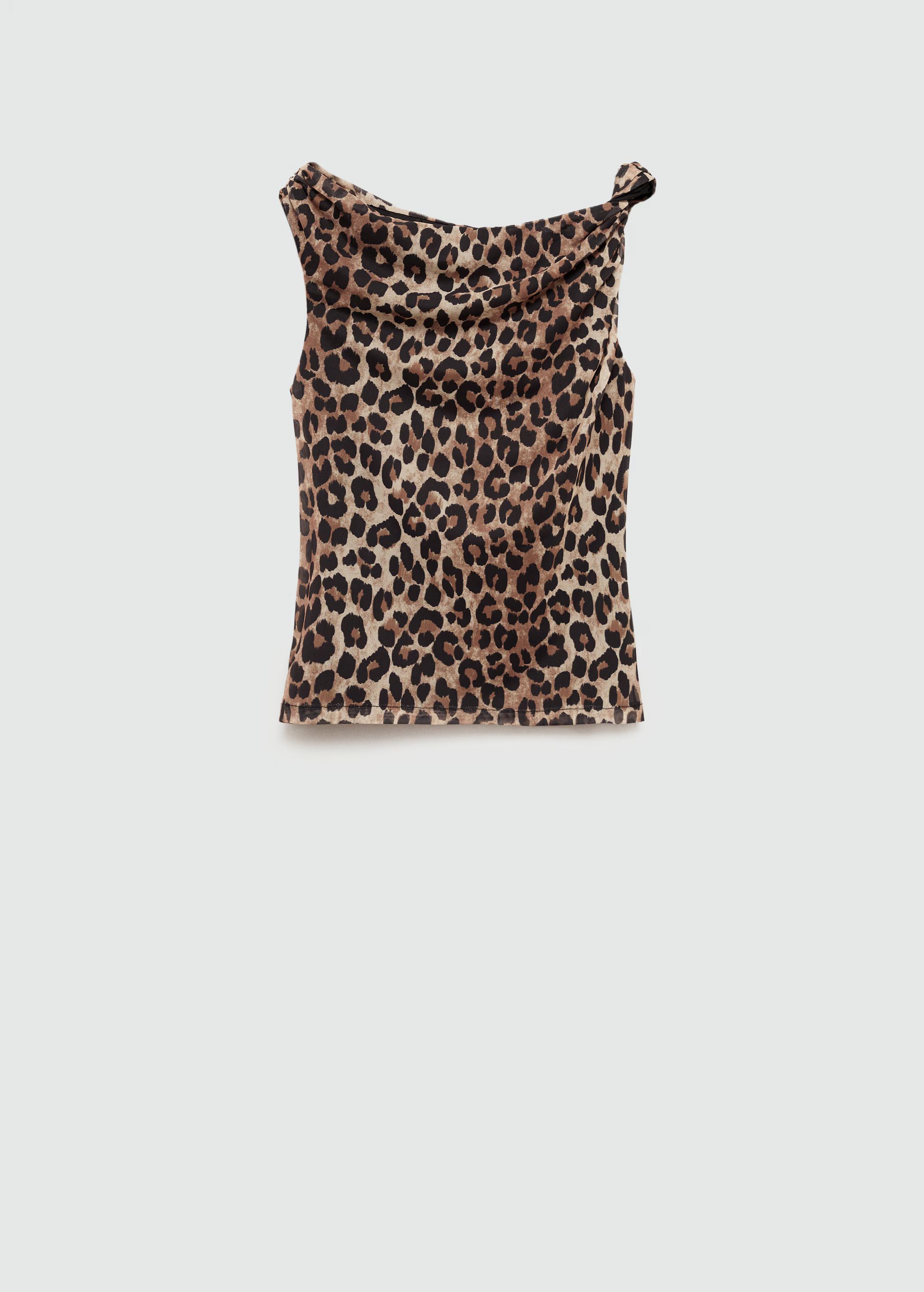 Asymmetric leopard-print top - Woman | MANGO USA | MANGO (US)