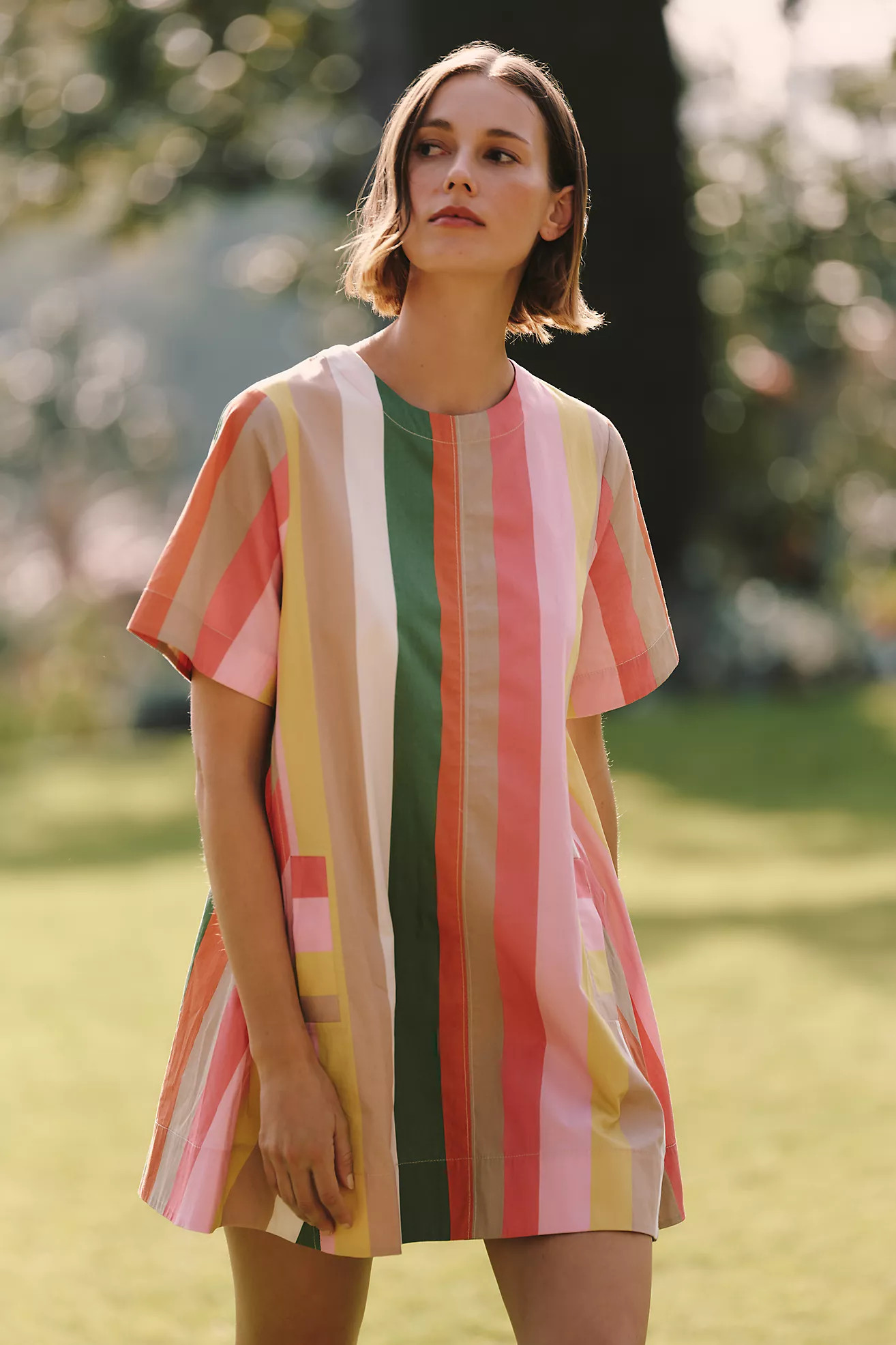 The Emmy Short-Sleeve Swing Mini Dress by Maeve | Anthropologie (US)