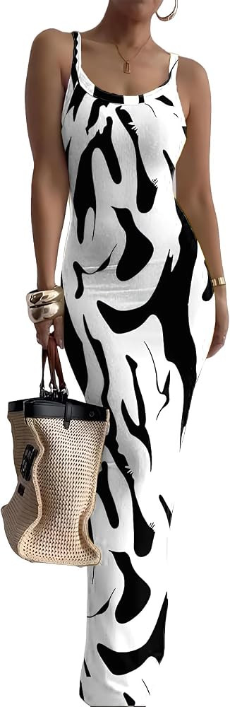 HTD Women Summer Sexy Maxi Bodycon Long Dress Casual Slip Dresses | Amazon (US)