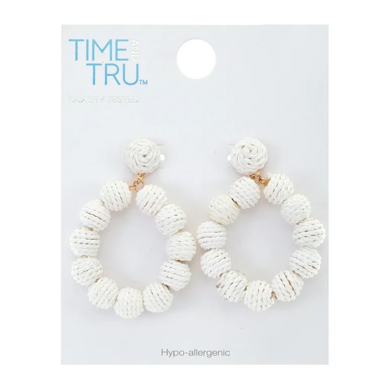 Time and Tru Women's Raffia Earring, Ivory | Walmart (US)