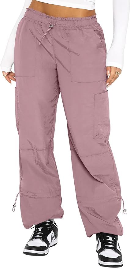 Caracilia Cargo Pants Women Wide Leg Parachute Sweatpant High Waisted Flowy Baggy 2024 Summer Tee... | Amazon (US)
