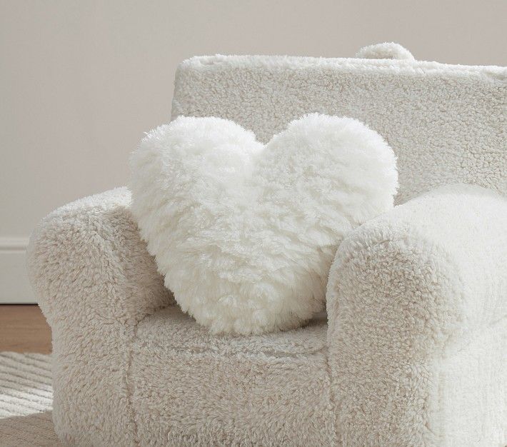 Cloud Faux Fur Heart Pillow | Pottery Barn Kids