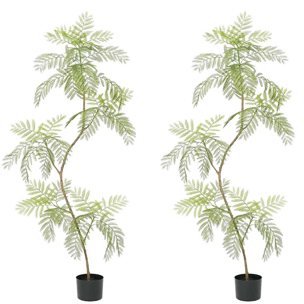 2pcs Lifelike Faux Tree Artificial Jacaranda Trees Realistic Leaves And Adjustable Branches For H... | Wayfair North America