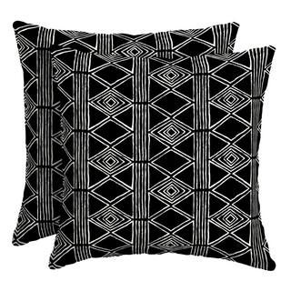 ARDEN SELECTIONS 16 in. x 16 in. Black Global Stripe Outdoor Square Throw Pillow (2-Pack) ZN04554... | The Home Depot