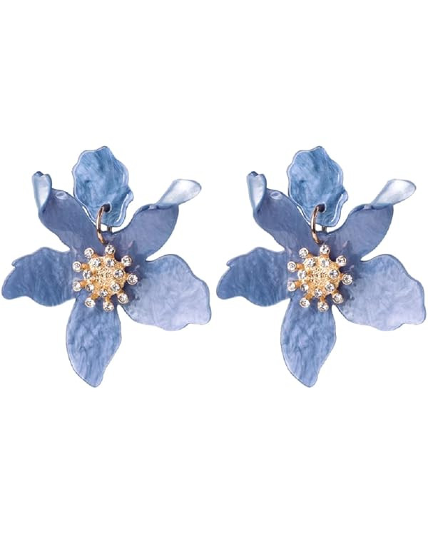 Unique Bohemian Oversized Acrylic Resin Flower Dangle Drop Earrings Retro Large Hawaii Flower Lei... | Amazon (US)