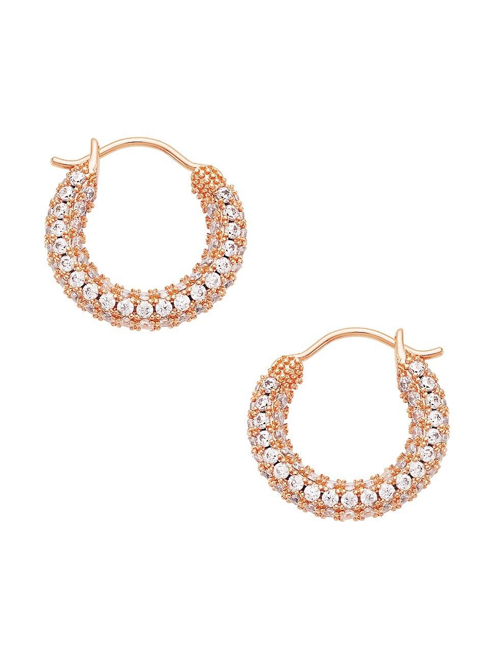Amalfi 14K Rose-Gold-Plated & Cubic Zirconia Huggie Hoop Earrings | Saks Fifth Avenue