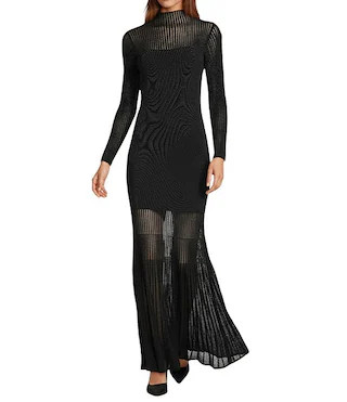 Chelsea Long Sleeve Mock Neckline Sheath Maxi Dress | Dillard's