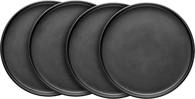 Stone Lain Coupe Stoneware Set of 4, Dinner Plates, Black Matte | Amazon (US)