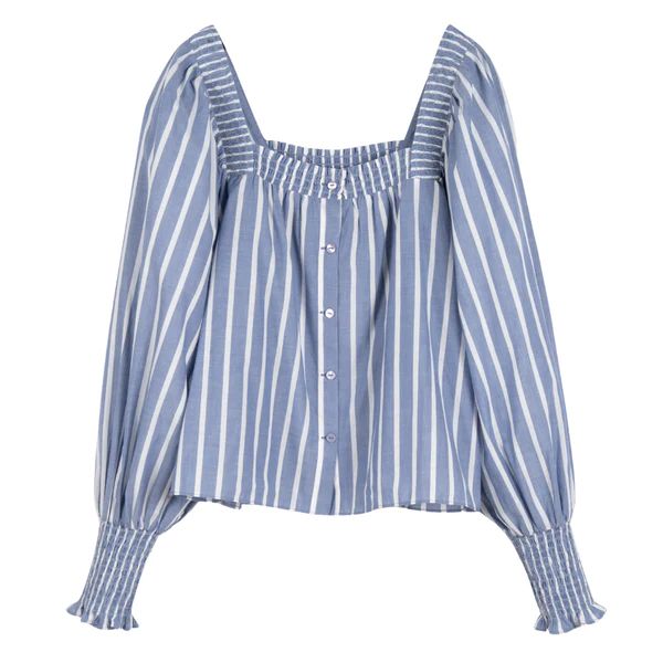 Frankie Blue and White Stripe Blouse | The Avenue