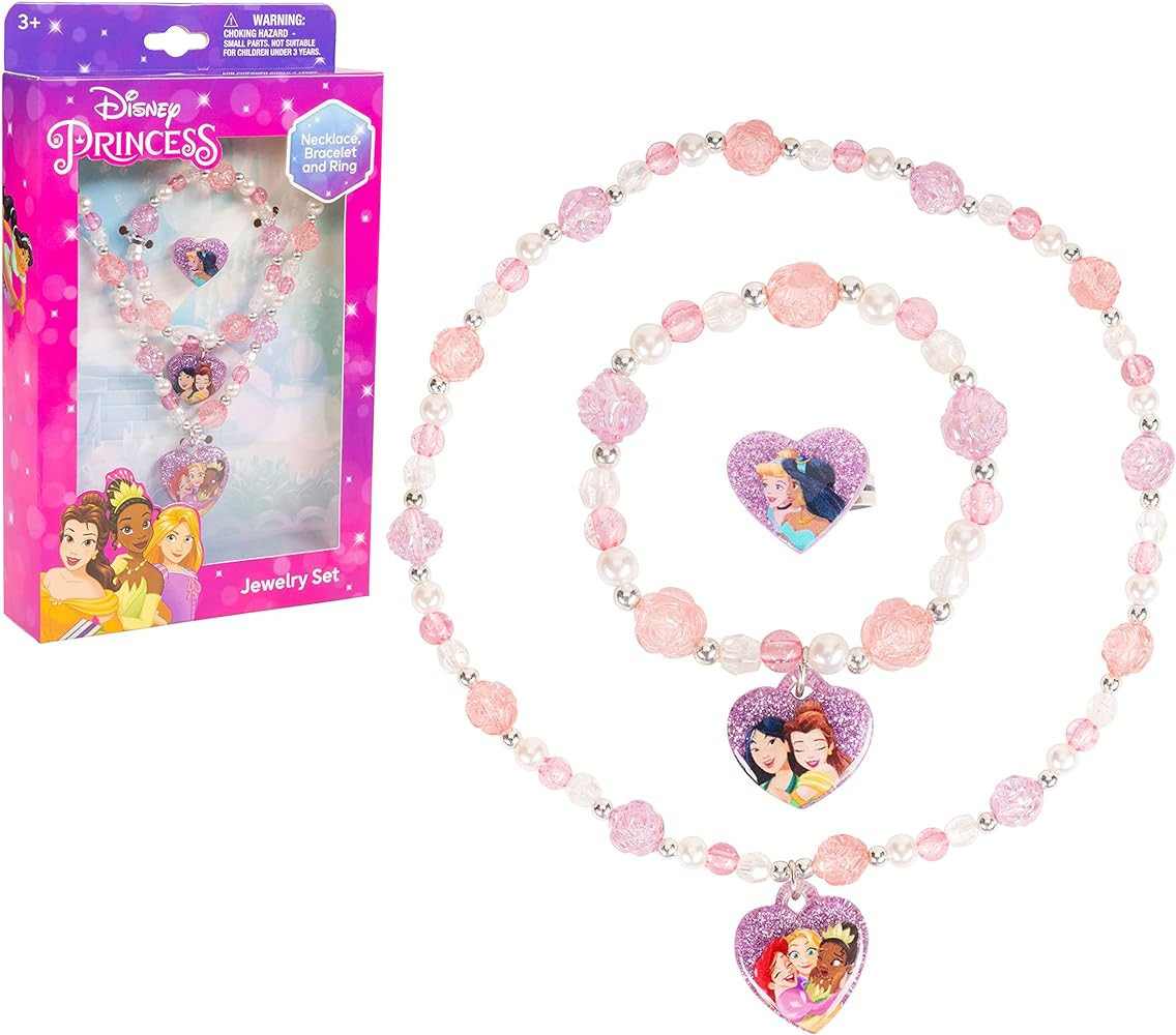 Girls Jewelry Set 3 Piece Princess Toys | Jewelry Set with Beaded Necklace for Gilrs - Toddler Br... | Amazon (US)
