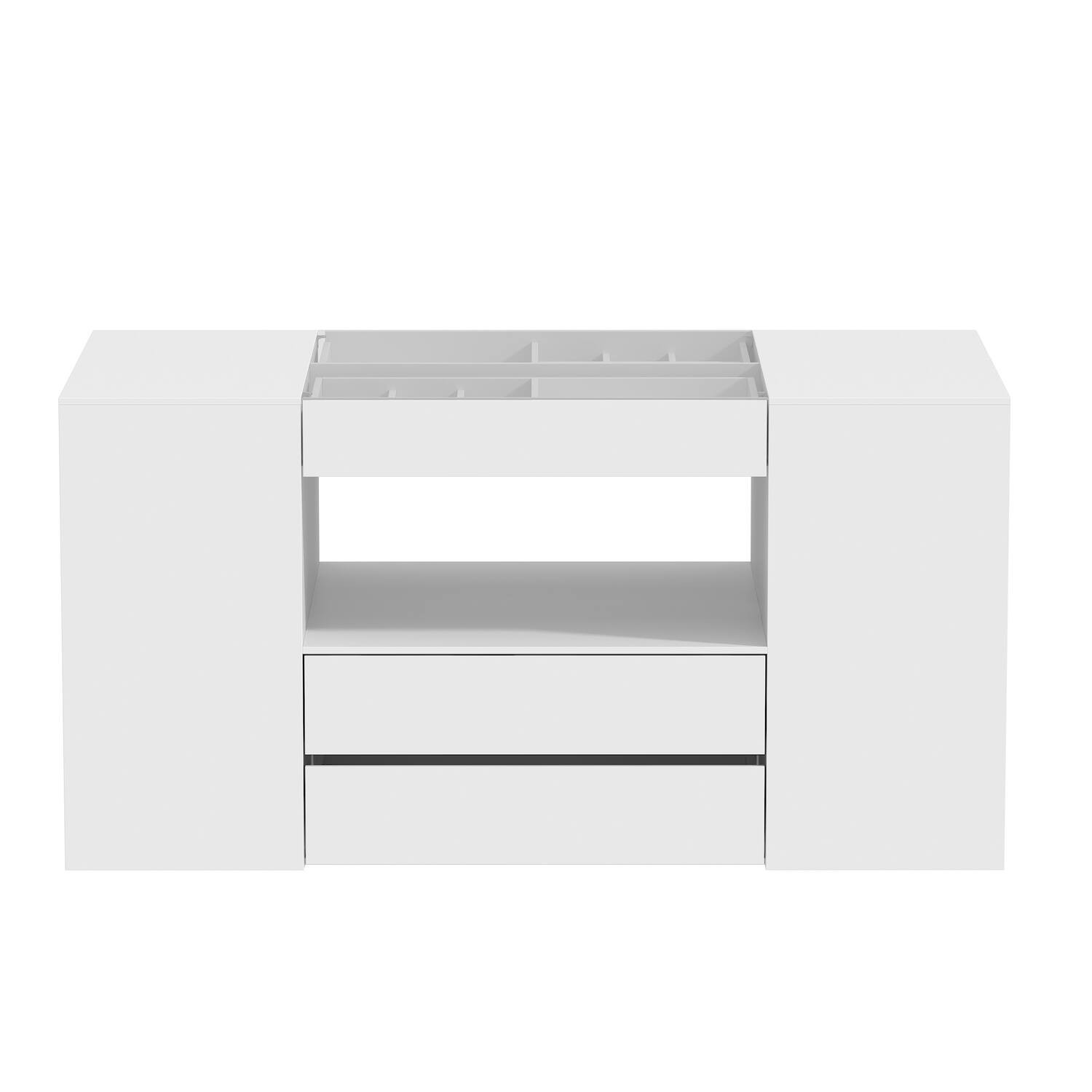 Famapy - Multifunctional Closet Island Dresser with Glass Top & Organized Drawers - White | Best Buy U.S.